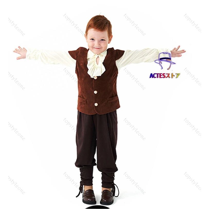 ハロウィン コスプレ 衣装 男の子フォーマル 英国スーツ キッズ 千鳥格子のニッカボッカ3点セット ニッカポッカ 子供服 ベロア 茶色 入学式 発表会 結婚式 七五