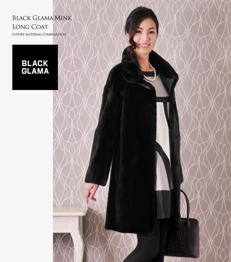ブラックグラマミンクコートロング着丈89cmブラック/レディース