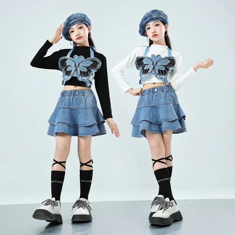 【90% 好評価率】子供街舞演出服男女童カウボーイセットジャズダンスhiphop舞台ショーファッション服長袖
