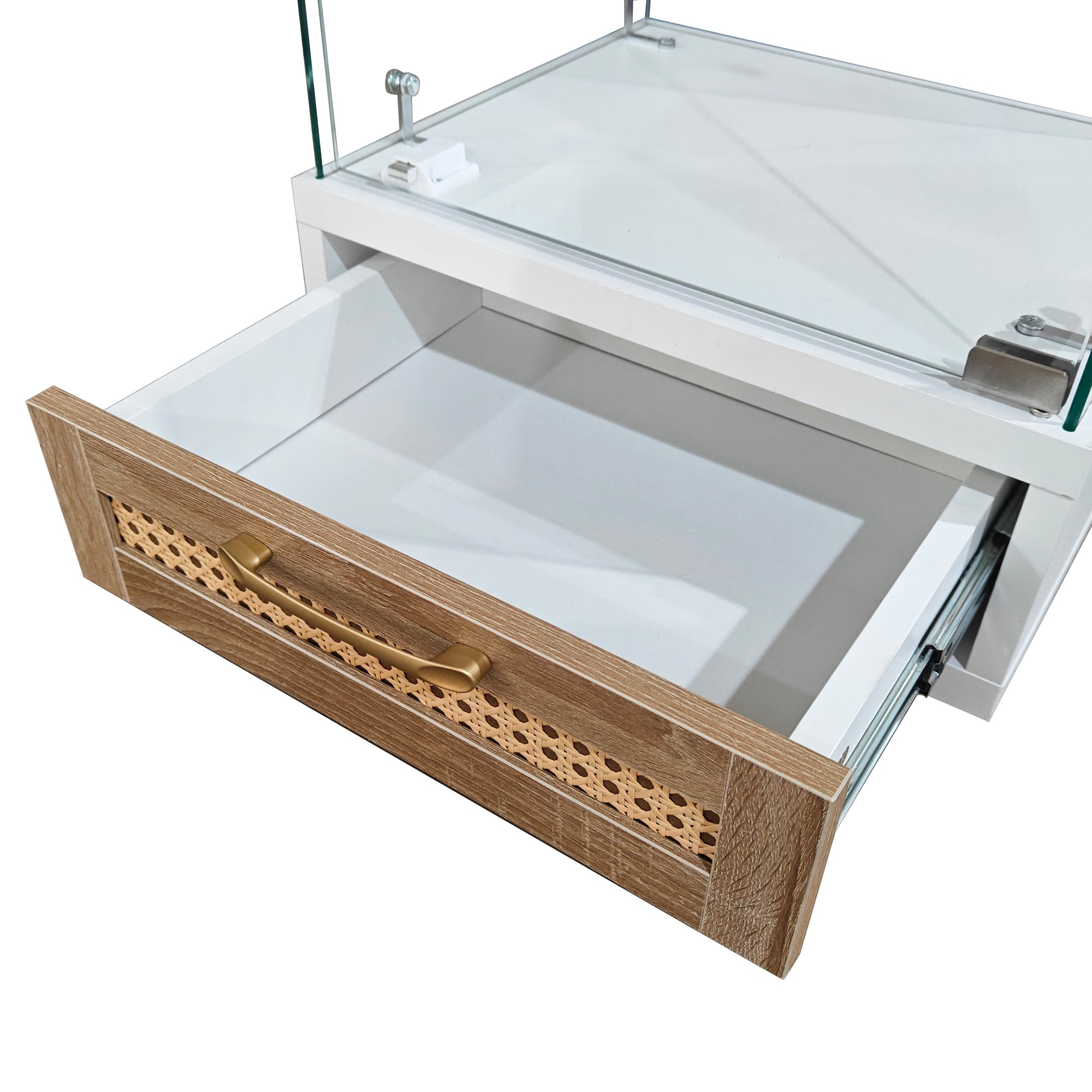 489LED照明&引き出し付き ガラスディスプレイキャビネット鍵付き強化ガラス収納棚リビング・寝室用 1ドア4段 ホワイト 489LED照明&引き出し付き ガラスディスプレイキャビネット鍵付き強化ガラス収納棚リビング・寝室用 1ドア4段 ホワイト