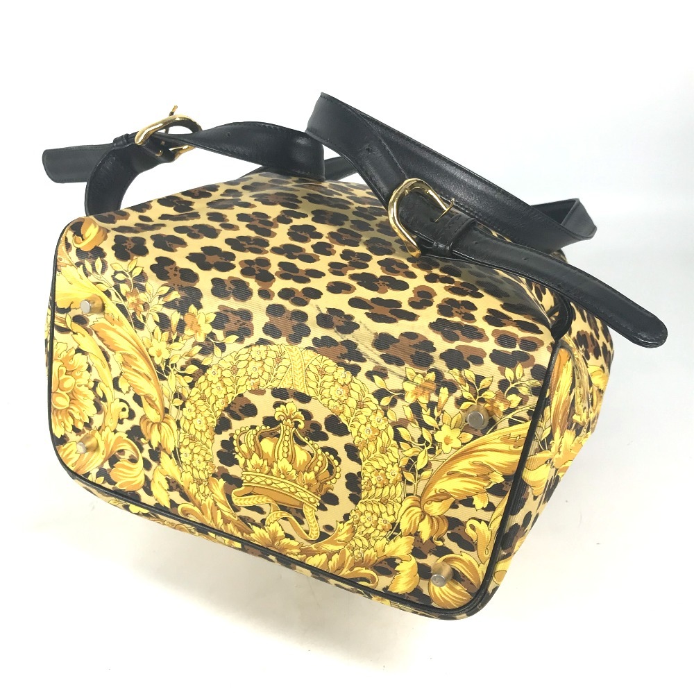 リュックサック レオパード 豹 ヒョウ ヴィンテージ バックパック カバン レザー/PVC イエロー