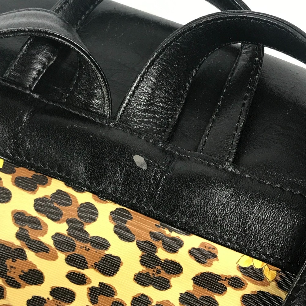 リュックサック レオパード 豹 ヒョウ ヴィンテージ バックパック カバン レザー/PVC イエロー