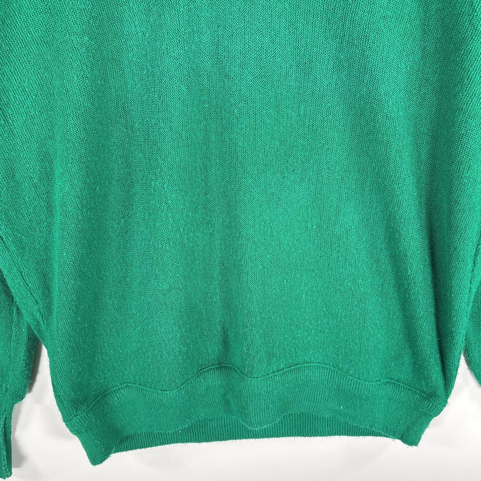 古着 アイゾッドラコステ IZOD LACOSTE USA製 アクリルニットセーター ワンポイントロゴ Vネック M グリーン メンズ