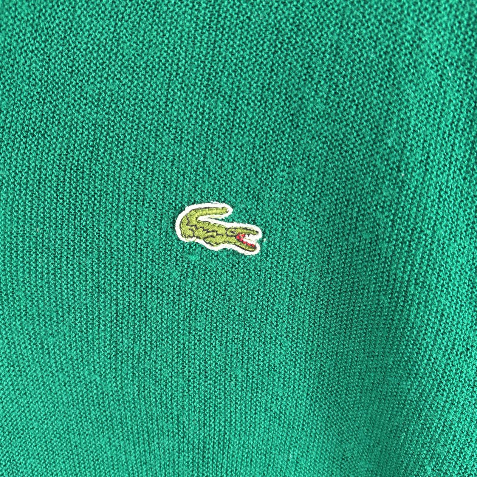 古着 アイゾッドラコステ IZOD LACOSTE USA製 アクリルニットセーター ワンポイントロゴ Vネック M グリーン メンズ