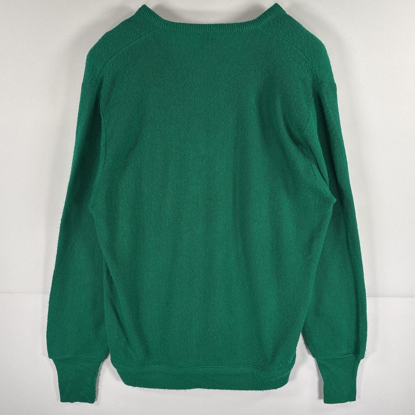 古着 アイゾッドラコステ IZOD LACOSTE USA製 アクリルニットセーター ワンポイントロゴ Vネック M グリーン メンズ