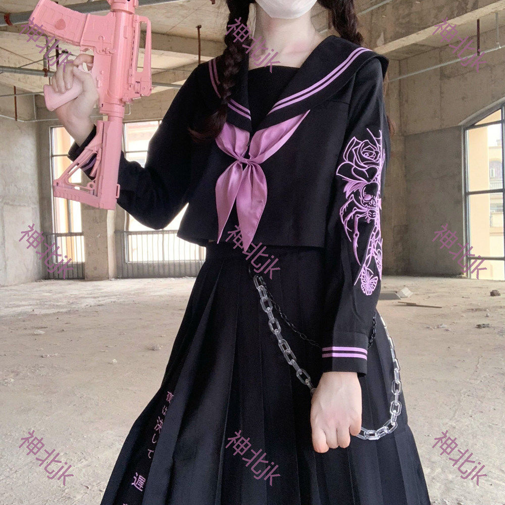 JK制服セットJK制服ロングドレス刺繍バッドワンピース JK制服セットJK制服ロングドレス刺繍バッドワンピース