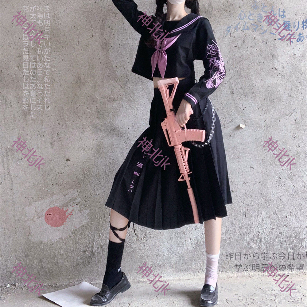 JK制服セットJK制服ロングドレス刺繍バッドワンピース JK制服セットJK制服ロングドレス刺繍バッドワンピース