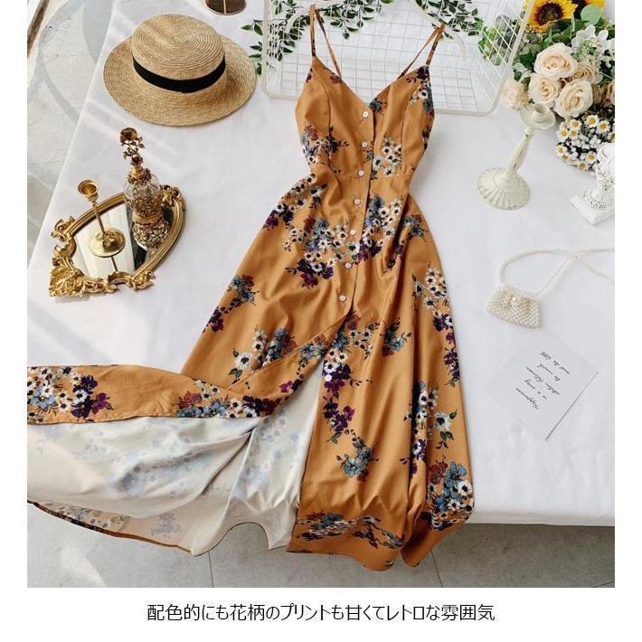 春 夏 キャミワンピ 花柄 レディース ロングワンピ ノースリーブ 花柄ワンピース 女性 リゾートウェア マキシ丈ワンピース レトロ 可愛い