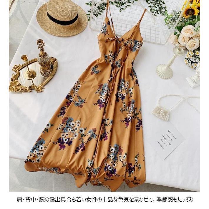 春 夏 キャミワンピ 花柄 レディース ロングワンピ ノースリーブ 花柄ワンピース 女性 リゾートウェア マキシ丈ワンピース レトロ 可愛い