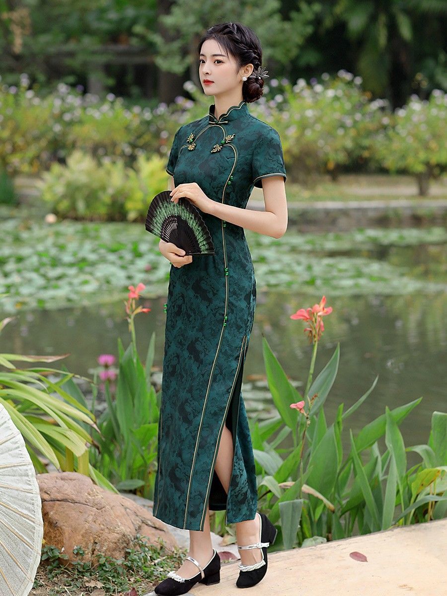 古い上海日常チャイナドレス若いスタイル改良版気質ロングドレス