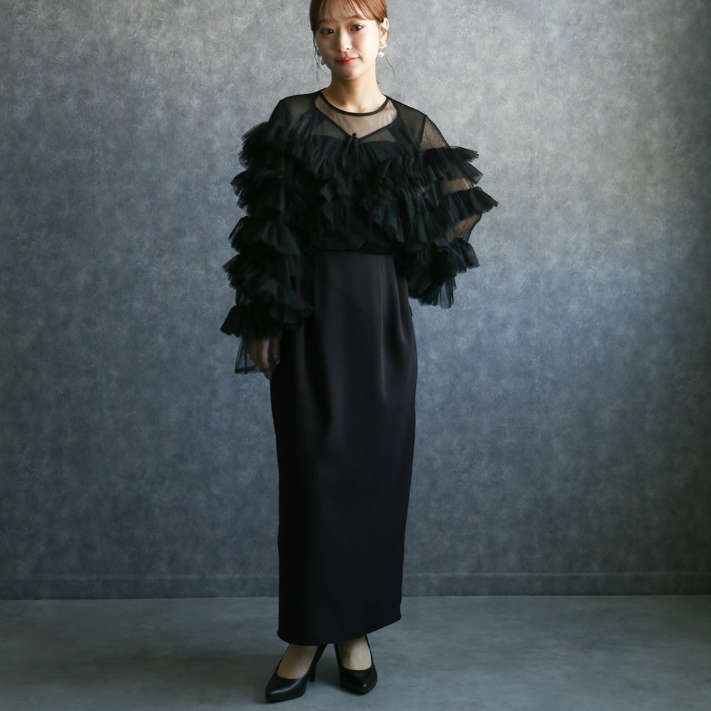 結婚式 パーティードレス オケージョン ブラックドレス 華やか ボリュームチュールトップス&ノースリーブペンシルドレス フリル チュール フォーマル 20代 30代 40代 お呼ばれ 2次会 謝恩会 結婚式 パーティードレス オケージョン ブラックドレス 華やか ボリュームチュールトップス&ノースリーブペンシルドレス フリル チュール フォーマル 20代 30代 40代 お呼ばれ 2次会 謝恩会