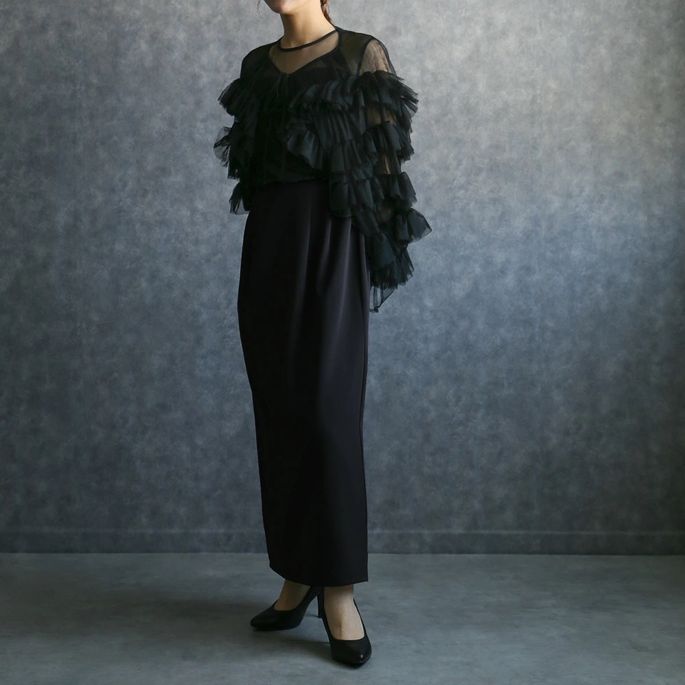 結婚式 パーティードレス オケージョン ブラックドレス 華やか ボリュームチュールトップス&ノースリーブペンシルドレス フリル チュール フォーマル 20代 30代 40代 お呼ばれ 2次会 謝恩会 結婚式 パーティードレス オケージョン ブラックドレス 華やか ボリュームチュールトップス&ノースリーブペンシルドレス フリル チュール フォーマル 20代 30代 40代 お呼ばれ 2次会 謝恩会