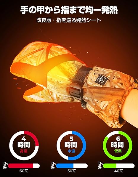 電熱グローブ スキーグローブ 冬用 スノボ グローブ ミトン Type-C充電式 残量表示 大容量バッテリー 3段階温度調節 PSE認証 急速発熱 防寒 防水 スマホ対応 電熱手袋 ミトングローブ ス