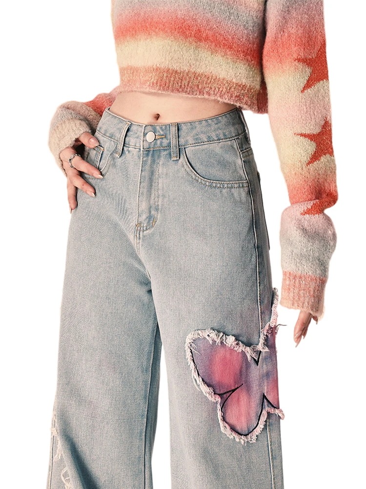 24 デニムパンツ ボトムス ジーンズ 韓国ファッション系スタイル ゆるダボ ジーンズ シルエットゆったり レディース カジュアル メンズライク539