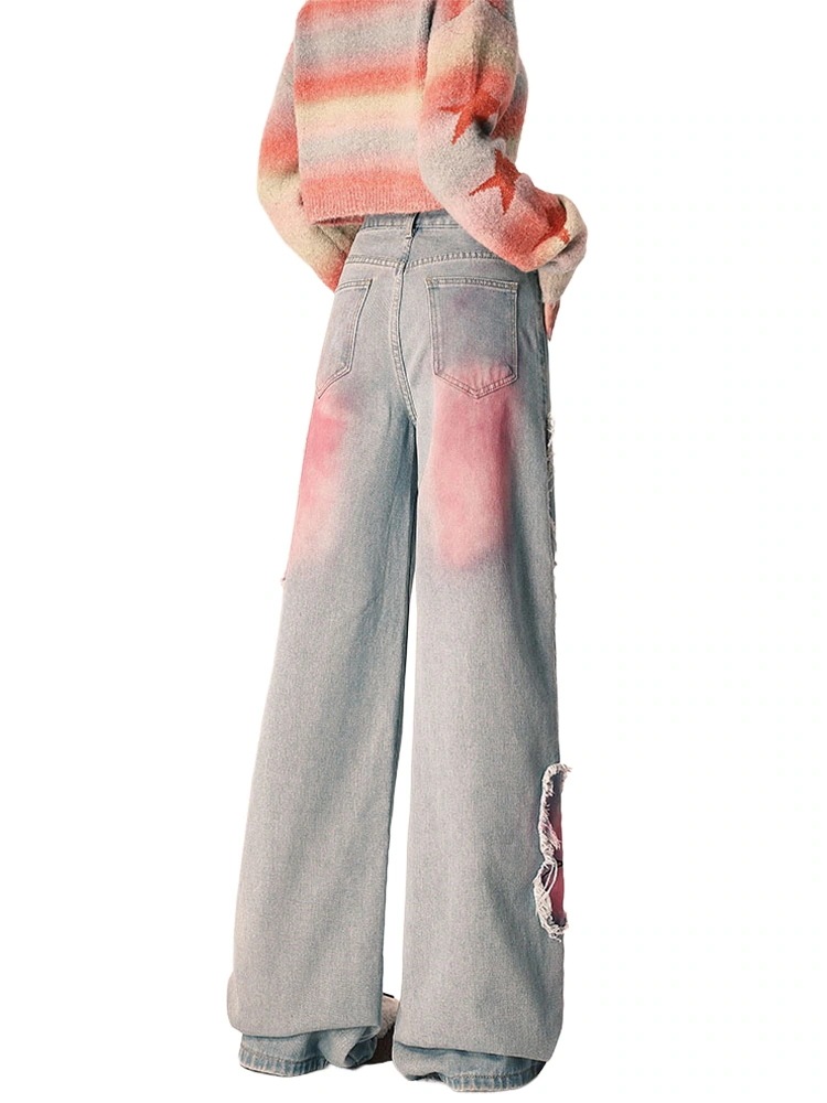 24 デニムパンツ ボトムス ジーンズ 韓国ファッション系スタイル ゆるダボ ジーンズ シルエットゆったり レディース カジュアル メンズライク539