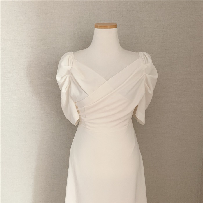 パーティードレス ワンピース Aライン ミディアム丈 舞台衣装 ダンス衣装 カシュクール パフスリーブ Vネック 細身 ホワイト ピンク 個性的 主役級 存在感 オールシーズン イベント レディース パーティードレス ワンピース Aライン ミディアム丈 舞台衣装 ダンス衣装 カシュクール パフスリーブ Vネック 細身 ホワイト ピンク 個性的 主役級 存在感 オールシーズン イベント レディース