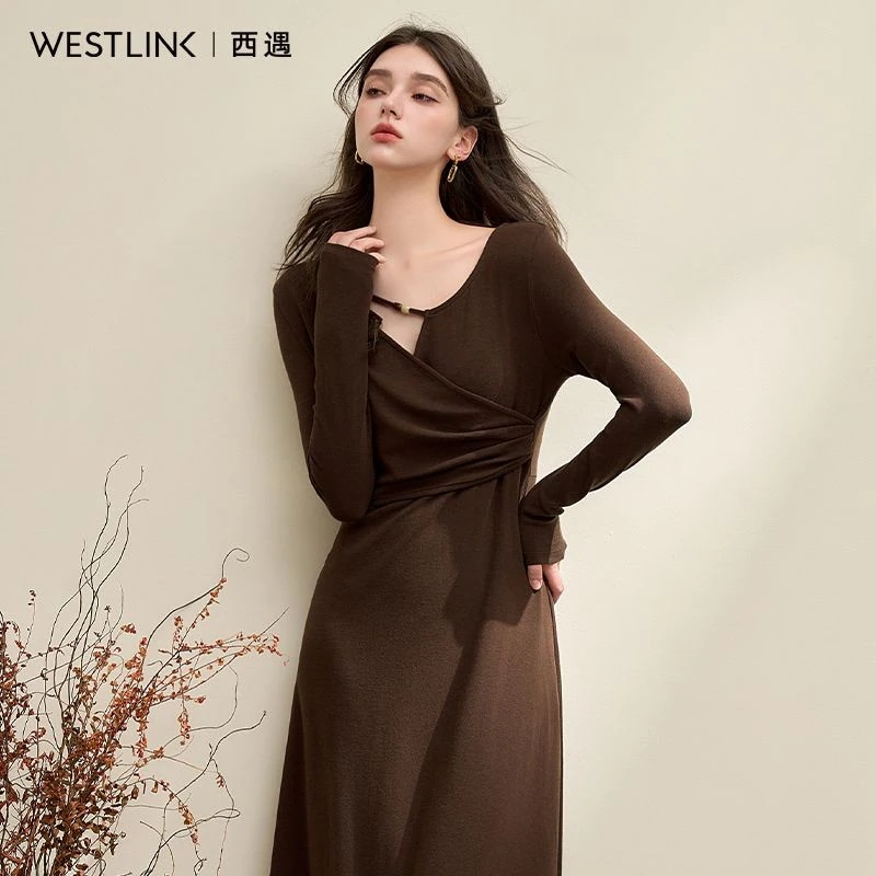 コーヒー長袖ドレス女性2025新しいVネックビーズホローネックスリムロングドレスドレス スーツ パーティードレス ウェディングドレス キャバドレス 結婚式 ドレス コーヒー長袖ドレス女性2025新しいVネックビーズホローネックスリムロングドレスドレス スーツ パーティードレス ウェディングドレス キャバドレス 結婚式 ドレス