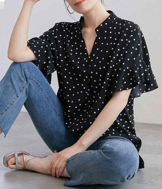 60%OFF1580円春夏ブラウス ドット柄 大人可愛い プリントデシンスキッパードットブラウス ブラウス ドット Vネック フリル袖 ドレープ フェミニン 重ね着 大人 デシン 夏 30代 40 60%OFF1580円春夏ブラウス ドット柄 大人可愛い プリントデシンスキッパードットブラウス ブラウス ドット Vネック フリル袖 ドレープ フェミニン 重ね着 大人 デシン 夏 30代 40