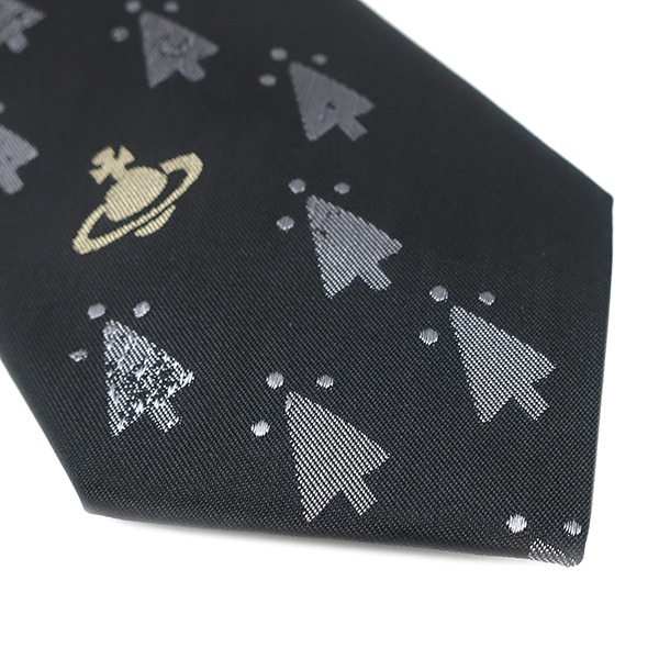 ヴィヴィアンウエストウッド Vivienne Westwood ネクタイ ツリー柄 7cm シルク ブラック×グレー 黒 オーブ 【中古】 ヴィヴィアンウエストウッド Vivienne Westwood ネクタイ ツリー柄 7cm シルク ブラック×グレー 黒 オーブ 【中古】