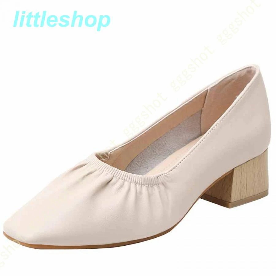 【急速出荷!】スタイルアップ！ヒールパンプス パンプス 走れる 楽 3E チャンキーヒール スクエアトゥ パンプス 4cmヒール レディース 靴 スリッポン ギャザー オフィス orange