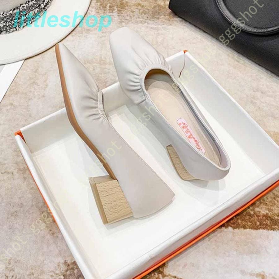 【急速出荷!】スタイルアップ！ヒールパンプス パンプス 走れる 楽 3E チャンキーヒール スクエアトゥ パンプス 4cmヒール レディース 靴 スリッポン ギャザー オフィス orange