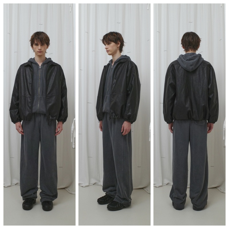 【LOW CLASSIC】 PADDED ZIP-UP BLOUSON : BLACK
