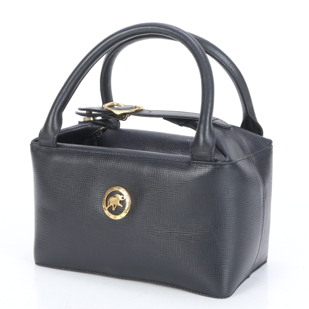 美品 ミニ ボストン ゴールド 金具 レザー ハンドバッグ トート レディース RUE CO10-5 中古