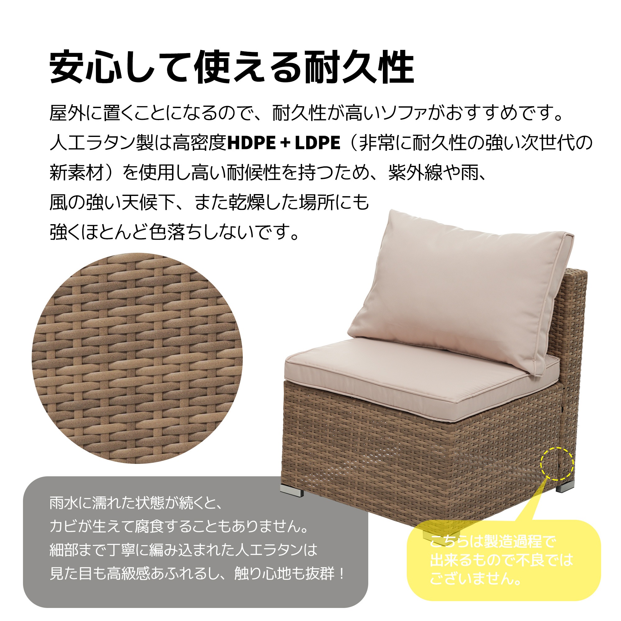【元SKU：WF301002】パラソル付き ガーデンファニチャー 5点 ガーデン テーブル チェアー ラタン調 テーブル 家具 樹脂 楽組 ホテル カフェ ベランダ テラス 高級 テラス ソファ ガ_16