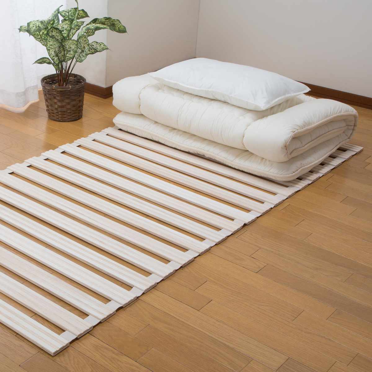 すのこベッド ロール式 100cmx200cm 桐 天然木 完成品 スノコ すのこ マット 折りたたみ 布団 ふとん 下 湿気 カビ 対策 薄い 軽い
