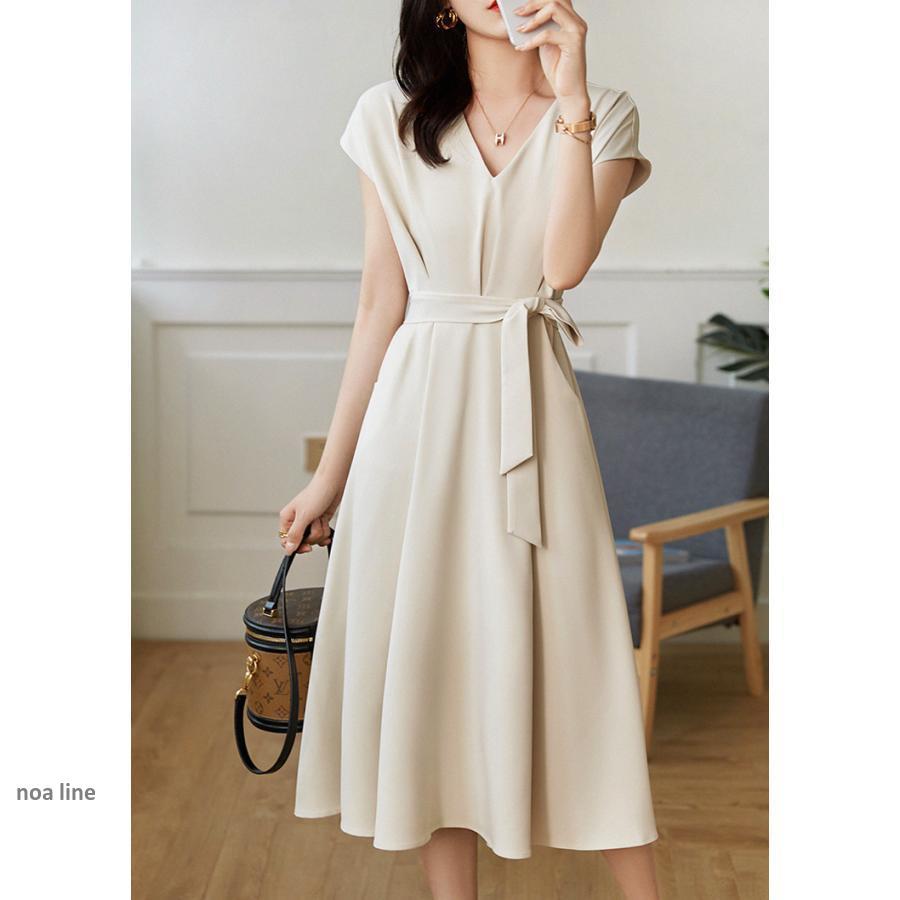 ワンピース レディース 40代 きれいめ マキシワンピース 春夏 半袖ワンピース 黒/白 Vネック リボン Aラインスカート オシャレ大人 通勤OL シンプル ワンピース レディース 40代 きれいめ マキシワンピース 春夏 半袖ワンピース 黒/白 Vネック リボン Aラインスカート オシャレ大人 通勤OL シンプル