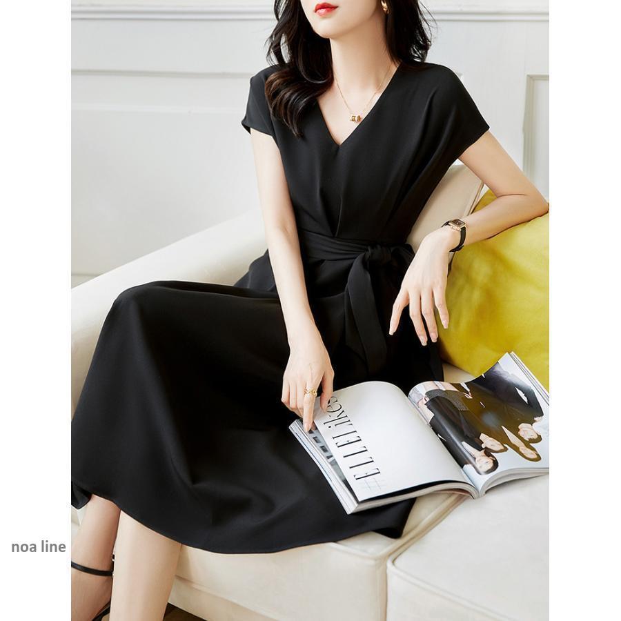 ワンピース レディース 40代 きれいめ マキシワンピース 春夏 半袖ワンピース 黒/白 Vネック リボン Aラインスカート オシャレ大人 通勤OL シンプル ワンピース レディース 40代 きれいめ マキシワンピース 春夏 半袖ワンピース 黒/白 Vネック リボン Aラインスカート オシャレ大人 通勤OL シンプル