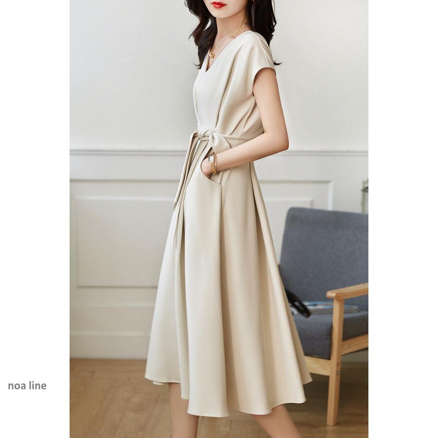 ワンピース レディース 40代 きれいめ マキシワンピース 春夏 半袖ワンピース 黒/白 Vネック リボン Aラインスカート オシャレ大人 通勤OL シンプル ワンピース レディース 40代 きれいめ マキシワンピース 春夏 半袖ワンピース 黒/白 Vネック リボン Aラインスカート オシャレ大人 通勤OL シンプル