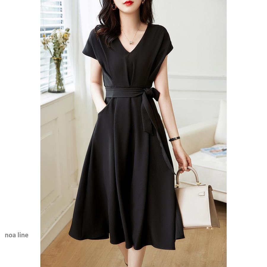 ワンピース レディース 40代 きれいめ マキシワンピース 春夏 半袖ワンピース 黒/白 Vネック リボン Aラインスカート オシャレ大人 通勤OL シンプル ワンピース レディース 40代 きれいめ マキシワンピース 春夏 半袖ワンピース 黒/白 Vネック リボン Aラインスカート オシャレ大人 通勤OL シンプル