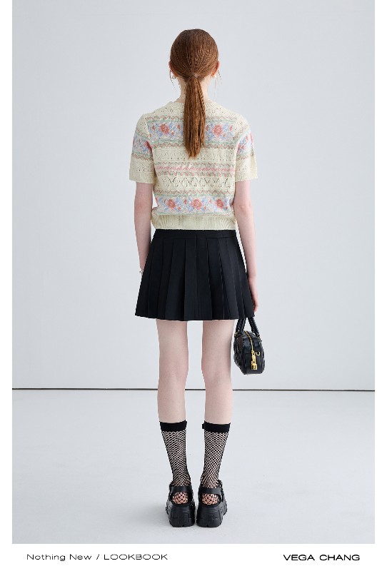 ジャカードセーター レディース 2025年秋冬新作 フレンチニッチ 中空 カジュアル 半袖トップス