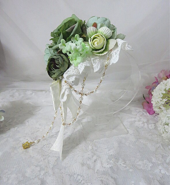 エルクロリータ若草カラーゴージャスワイルドロリータフラワーボールサイドクリップヘアバ