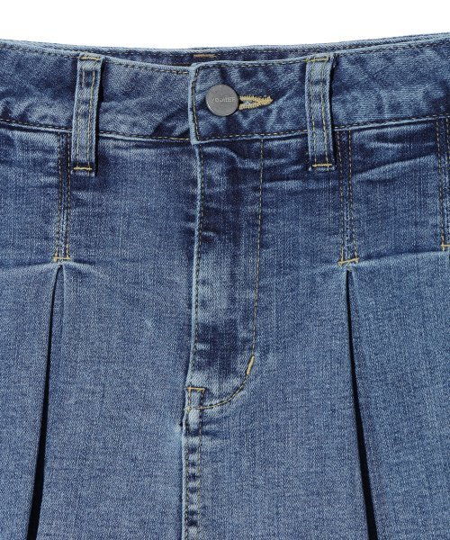 ★YOUHEE★ DENIM SKIRT PANTS SKY BLUE YHDPEA001SL Light Wash Blue Faded Vintage Asymmetric Low-Rise Denim Mini