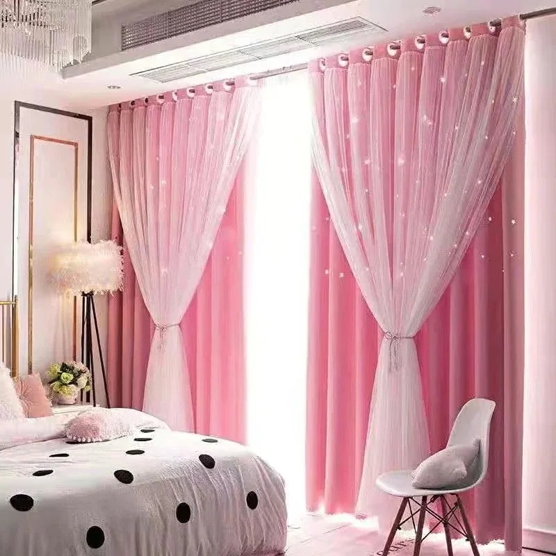 [3個セット]無料 在庫一掃 カーテン 4枚セット 17 透かし彫り星柄 イ 遮光カーテン 断熱紫外線 断凉保温効果保温 寒さを遮断する 防音 レースカーテン しくは暖か純 遮熱カーテン