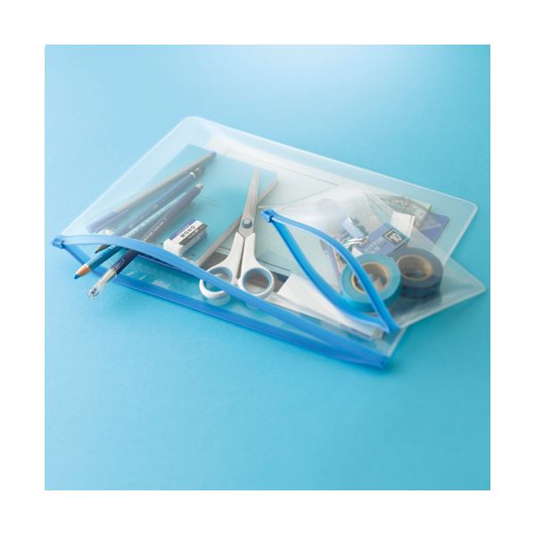 （まとめ） TANOSEE クリヤーケース（クリアケース） A6ヨコ 青 1セット（20枚） (×2セット)