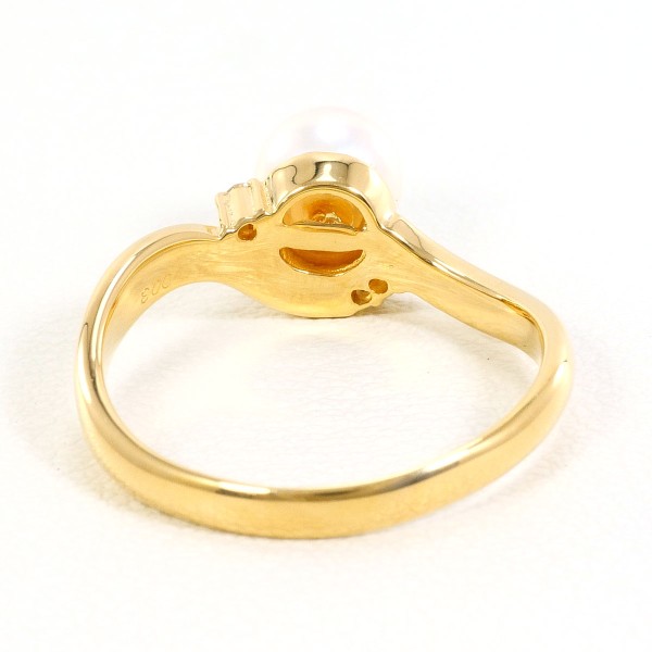 K18 18金 YG リング 13号 パール(真珠) 約6mm ダイヤ 0.03 ジュエリー 中古