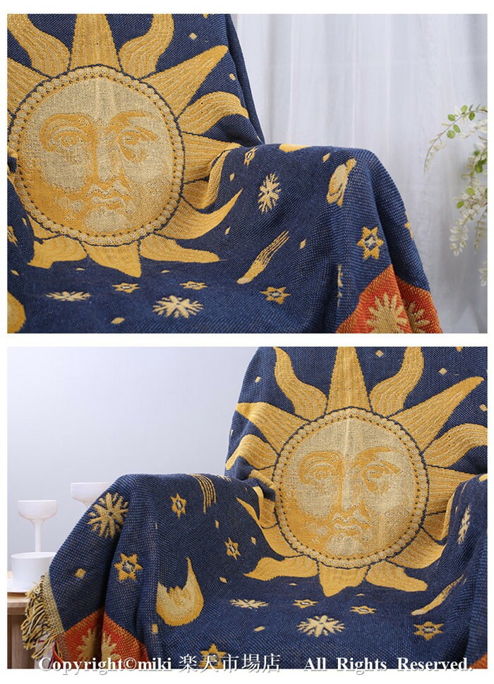 【大好評！最安値挑戦!】【即納】太陽神 毛布 ニット ブランケット 掛け毛布 大判 かわいい ひざ掛け プレゼント 通年使用 北欧風 ソファカバー おしゃれ 長方形 コットン ベッド ソファー マルチ