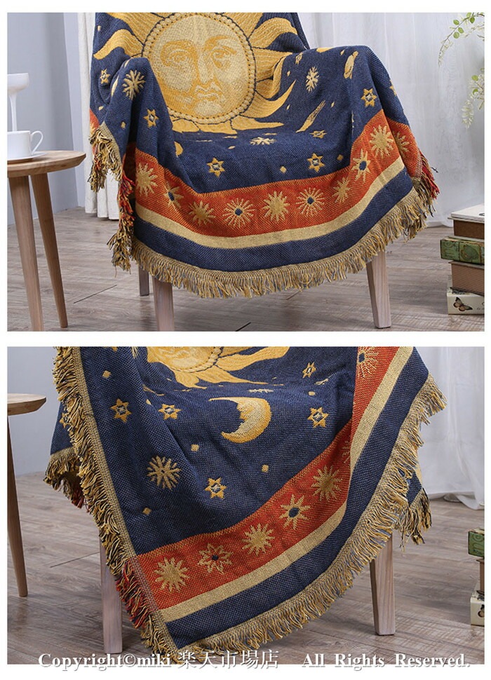 【大好評！最安値挑戦!】【即納】太陽神 毛布 ニット ブランケット 掛け毛布 大判 かわいい ひざ掛け プレゼント 通年使用 北欧風 ソファカバー おしゃれ 長方形 コットン ベッド ソファー マルチ