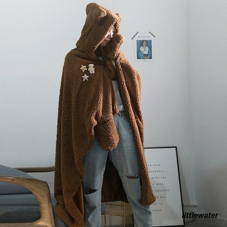 着る毛布 ルームウェア ケープ ミトン フード付き モコモコ 暖かい 防寒 羽織 ブランケット レディース 女性 クマ耳 熊 動物 アニマル かわいい mdprevattcaulkingandwaterproofing.com