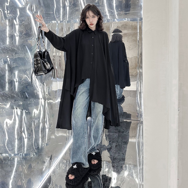 【J.Fashion】 2025秋 前短後長 ロングブラウス 不規則裾 おしゃれ レディース ロングシャツ チュニック 関連商品購入可能 メガ割