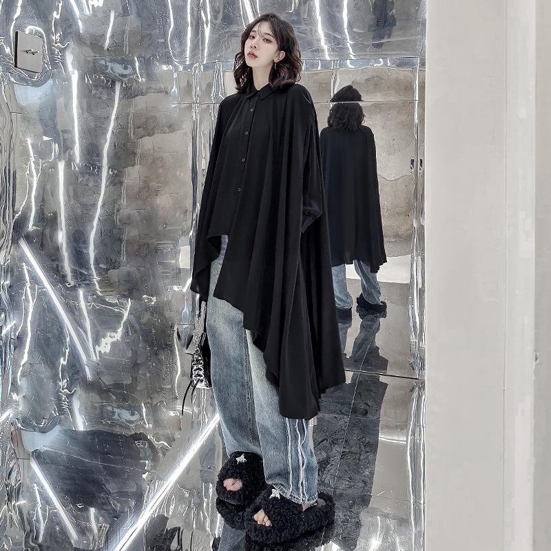 【J.Fashion】 2025秋 前短後長 ロングブラウス 不規則裾 おしゃれ レディース ロングシャツ チュニック 関連商品購入可能 メガ割