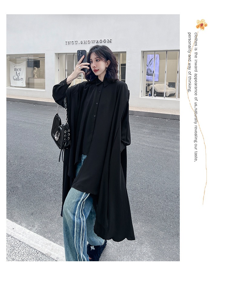 【J.Fashion】 2025秋 前短後長 ロングブラウス 不規則裾 おしゃれ レディース ロングシャツ チュニック 関連商品購入可能 メガ割