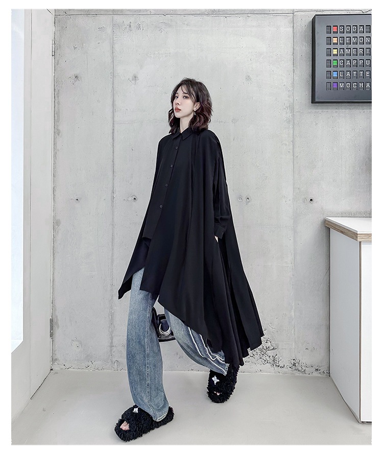 【J.Fashion】 2025秋 前短後長 ロングブラウス 不規則裾 おしゃれ レディース ロングシャツ チュニック 関連商品購入可能 メガ割