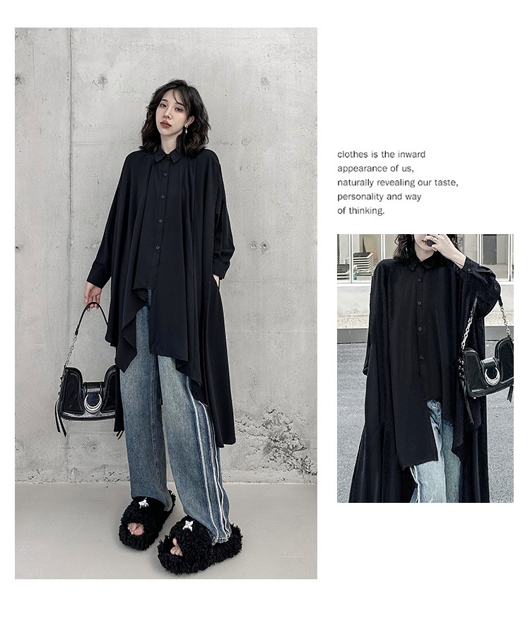 【J.Fashion】 2025秋 前短後長 ロングブラウス 不規則裾 おしゃれ レディース ロングシャツ チュニック 関連商品購入可能 メガ割