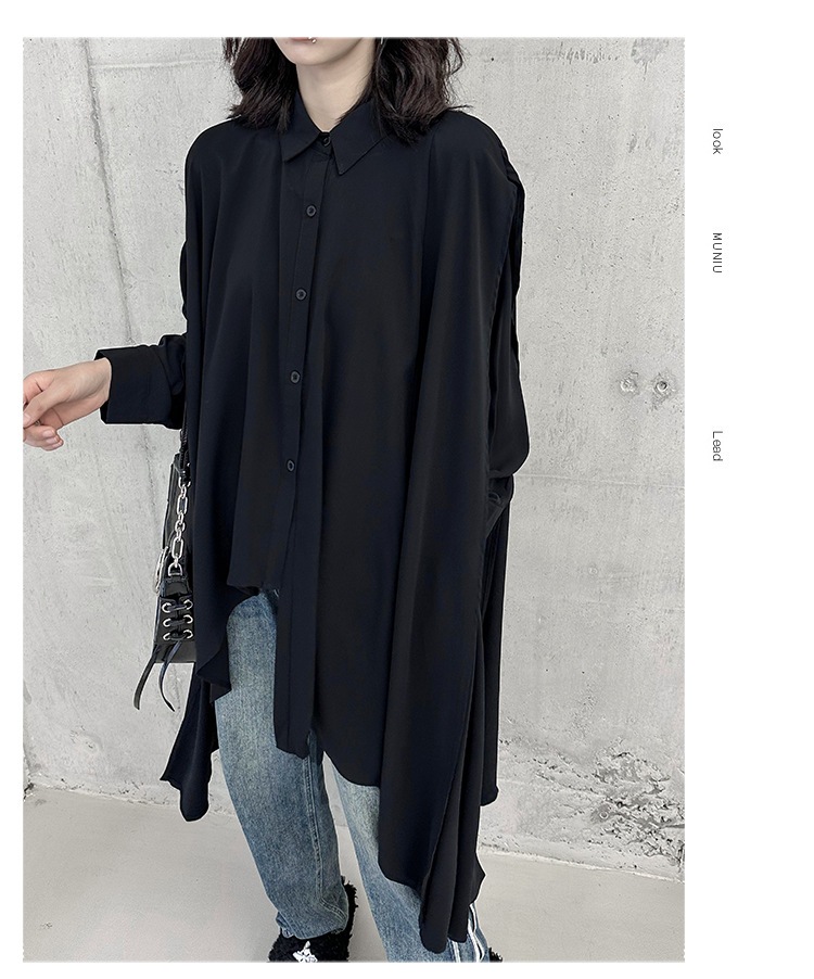 【J.Fashion】 2025秋 前短後長 ロングブラウス 不規則裾 おしゃれ レディース ロングシャツ チュニック 関連商品購入可能 メガ割