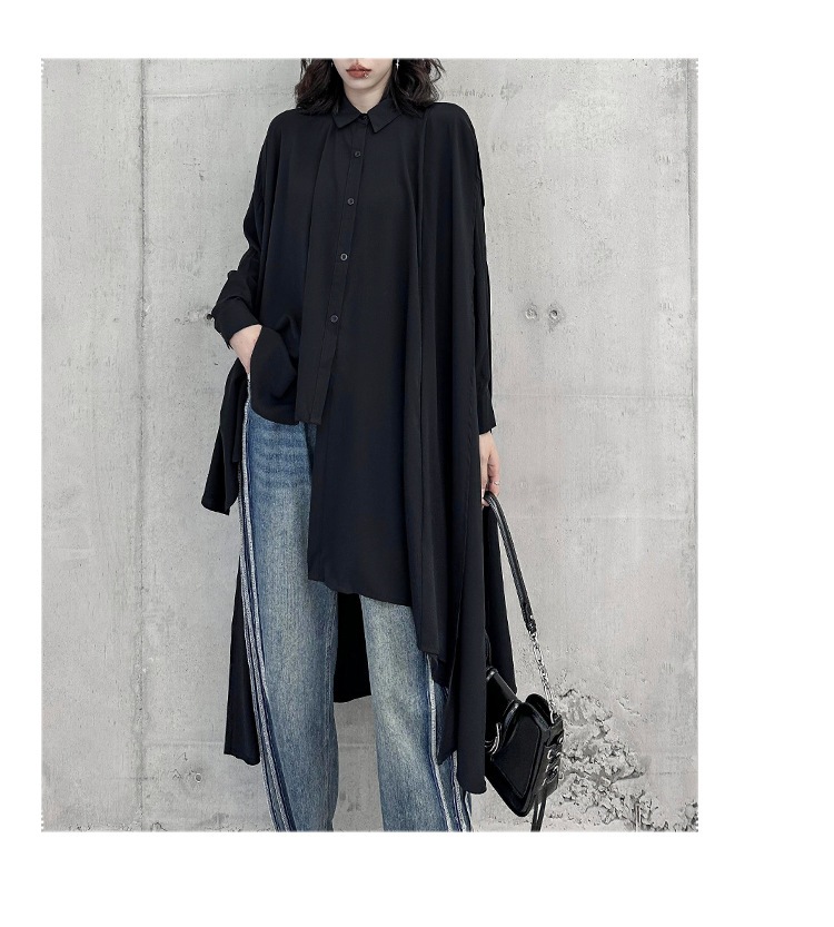 【J.Fashion】 2025秋 前短後長 ロングブラウス 不規則裾 おしゃれ レディース ロングシャツ チュニック 関連商品購入可能 メガ割