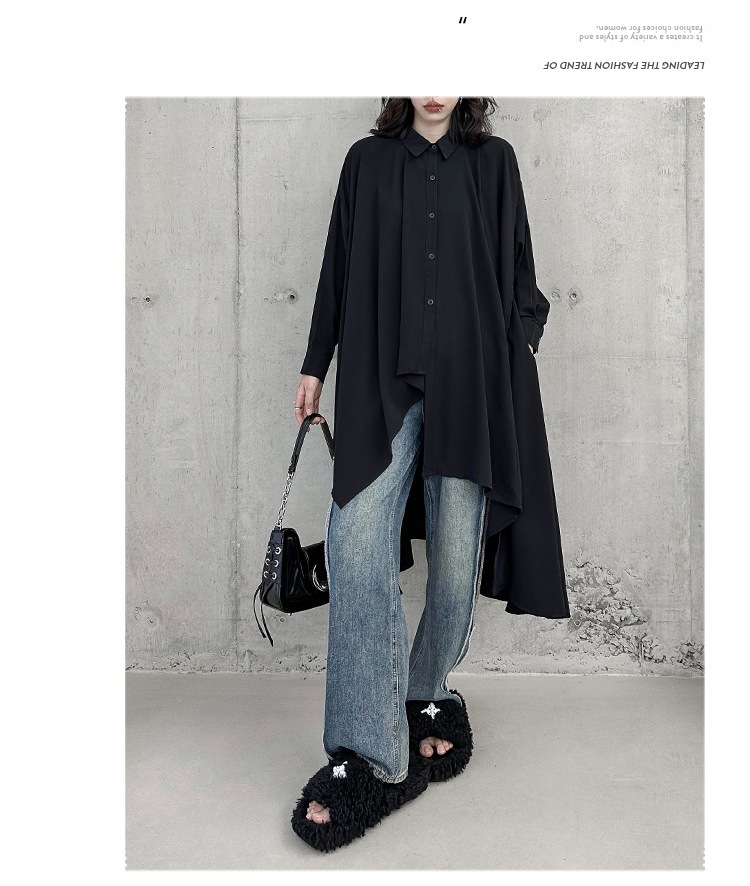 【J.Fashion】 2025秋 前短後長 ロングブラウス 不規則裾 おしゃれ レディース ロングシャツ チュニック 関連商品購入可能 メガ割